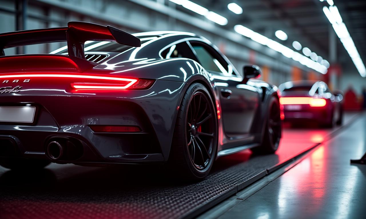 Krachtige auto op testbank